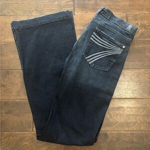 7 For All Mankind Dark Blue Dojo Wide Leg Jeans